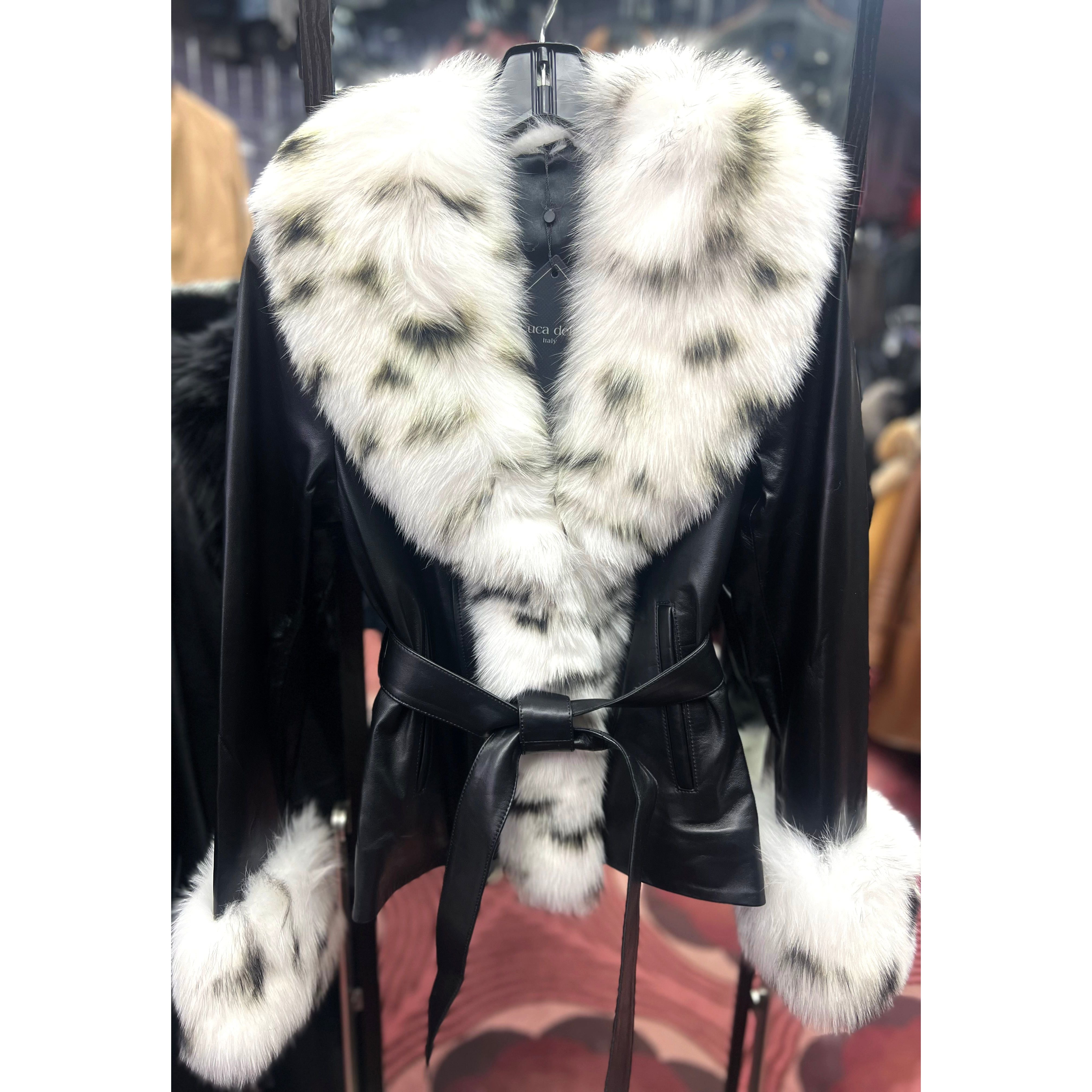 BARYA New York Lambskin Leather Jacket with Fox Fur Trim – Luxury Outerwear