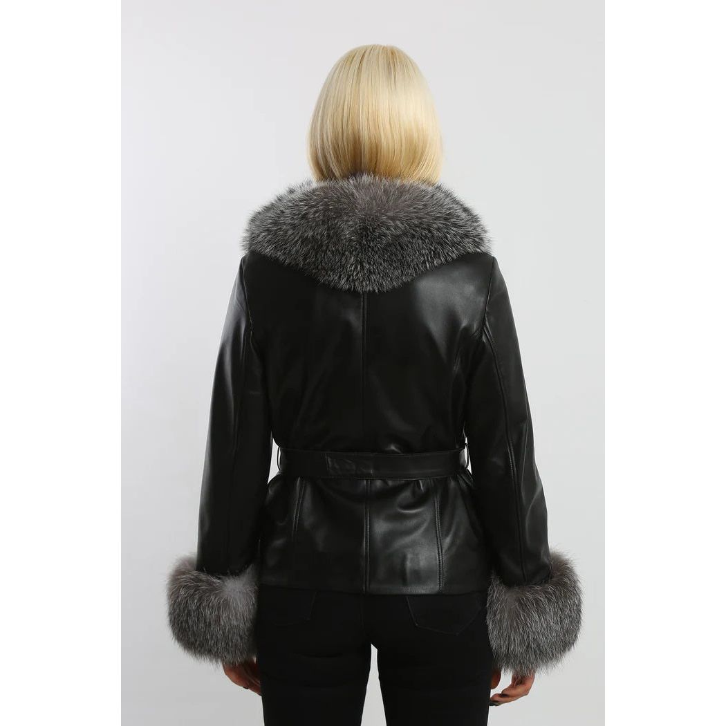 BARYA New York Lambskin Leather Jacket with Fox Fur Trim – Luxury Outerwear