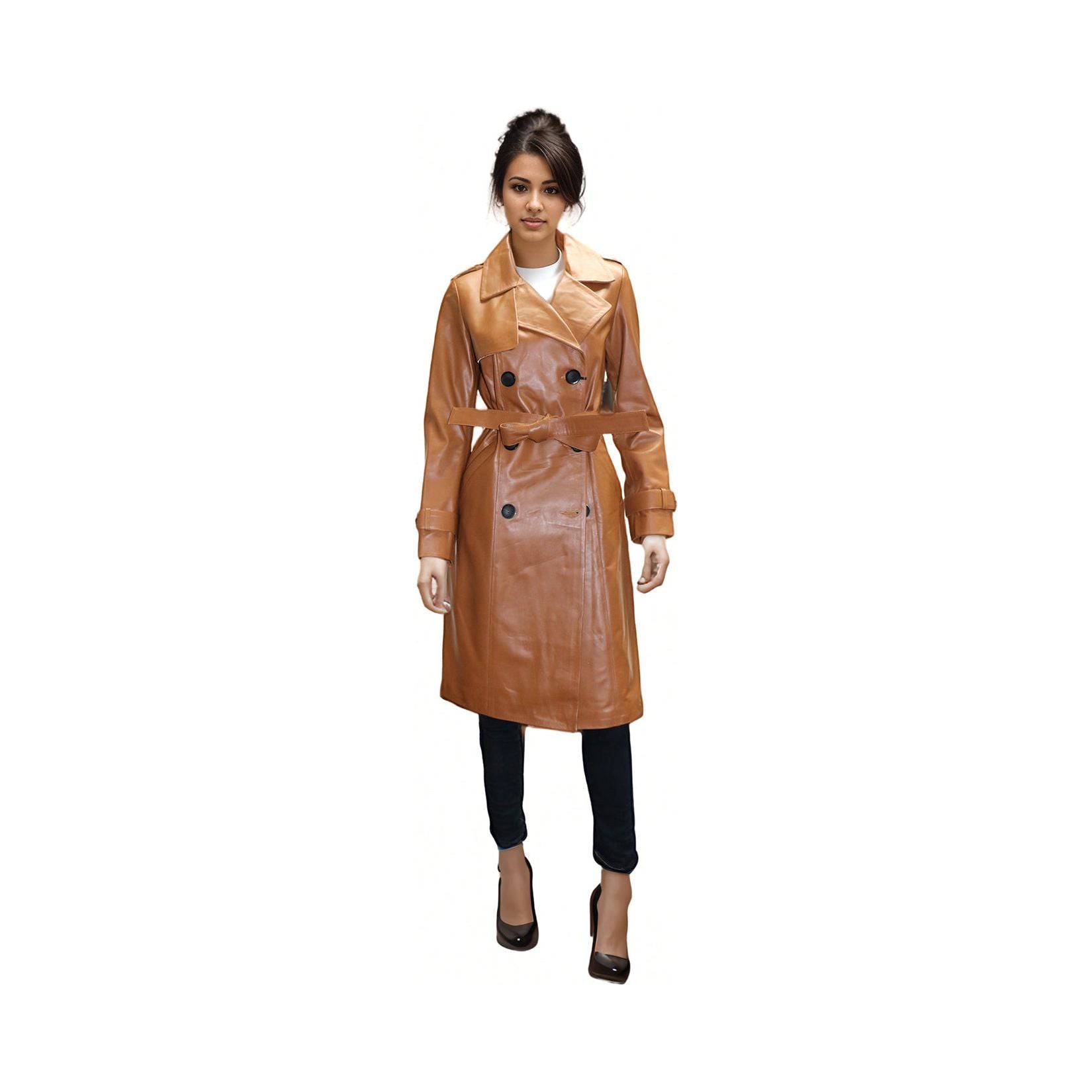 Barya New York Women's Genuine Leather Trench Coat - Zooloo Leather