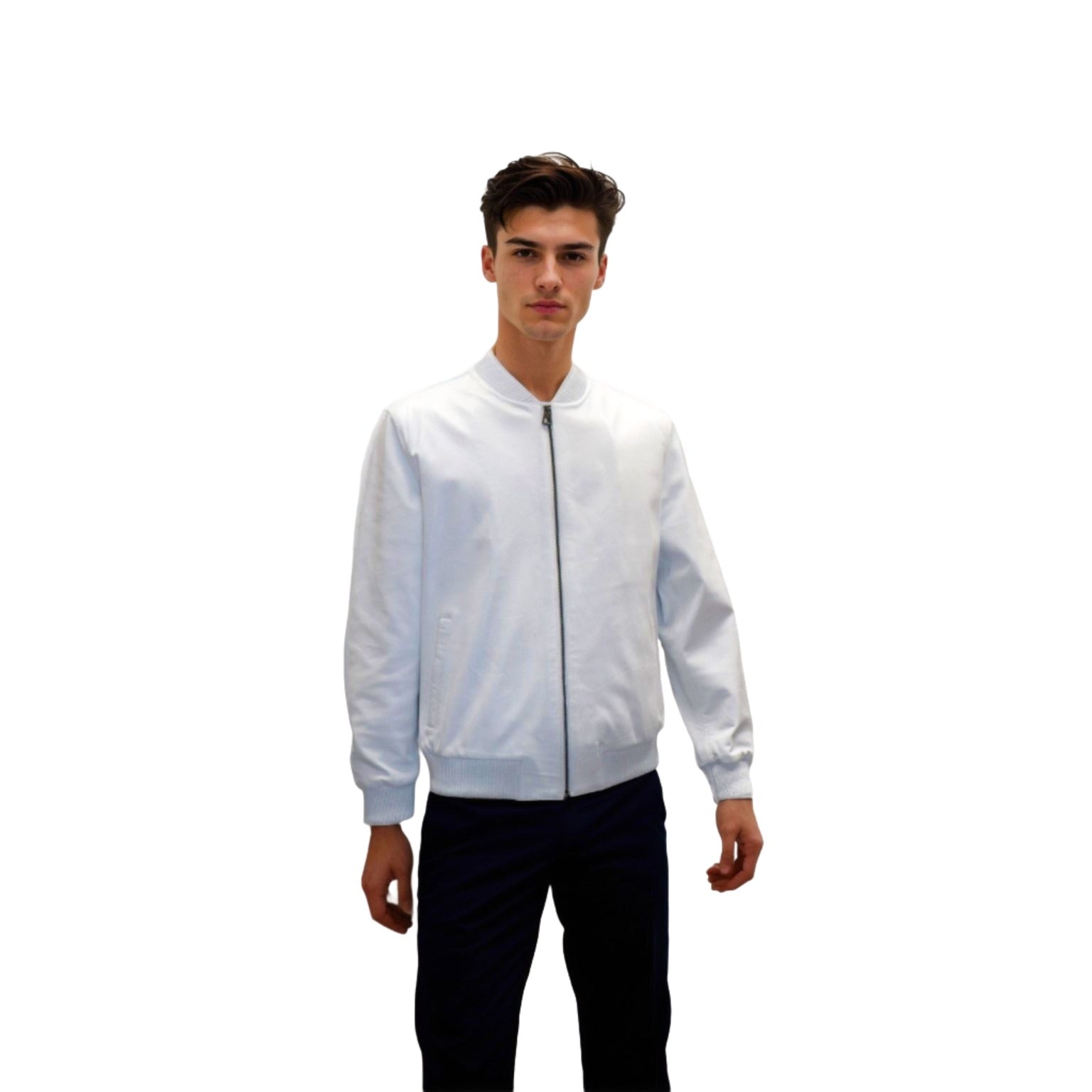 Barya New York Men's Leather Bomber Jacket White - Zooloo Leather