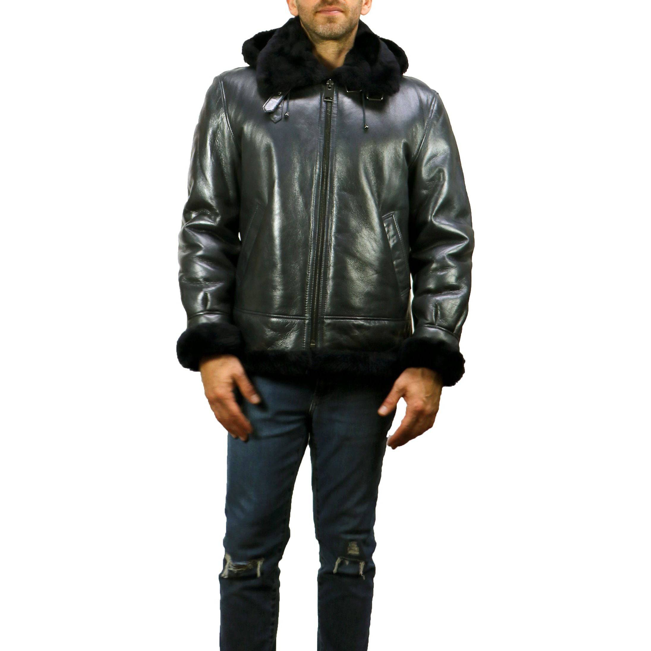 BARYA NEW YORK Men's B-3 Sheepskin shearling Jacket - Zooloo Leather