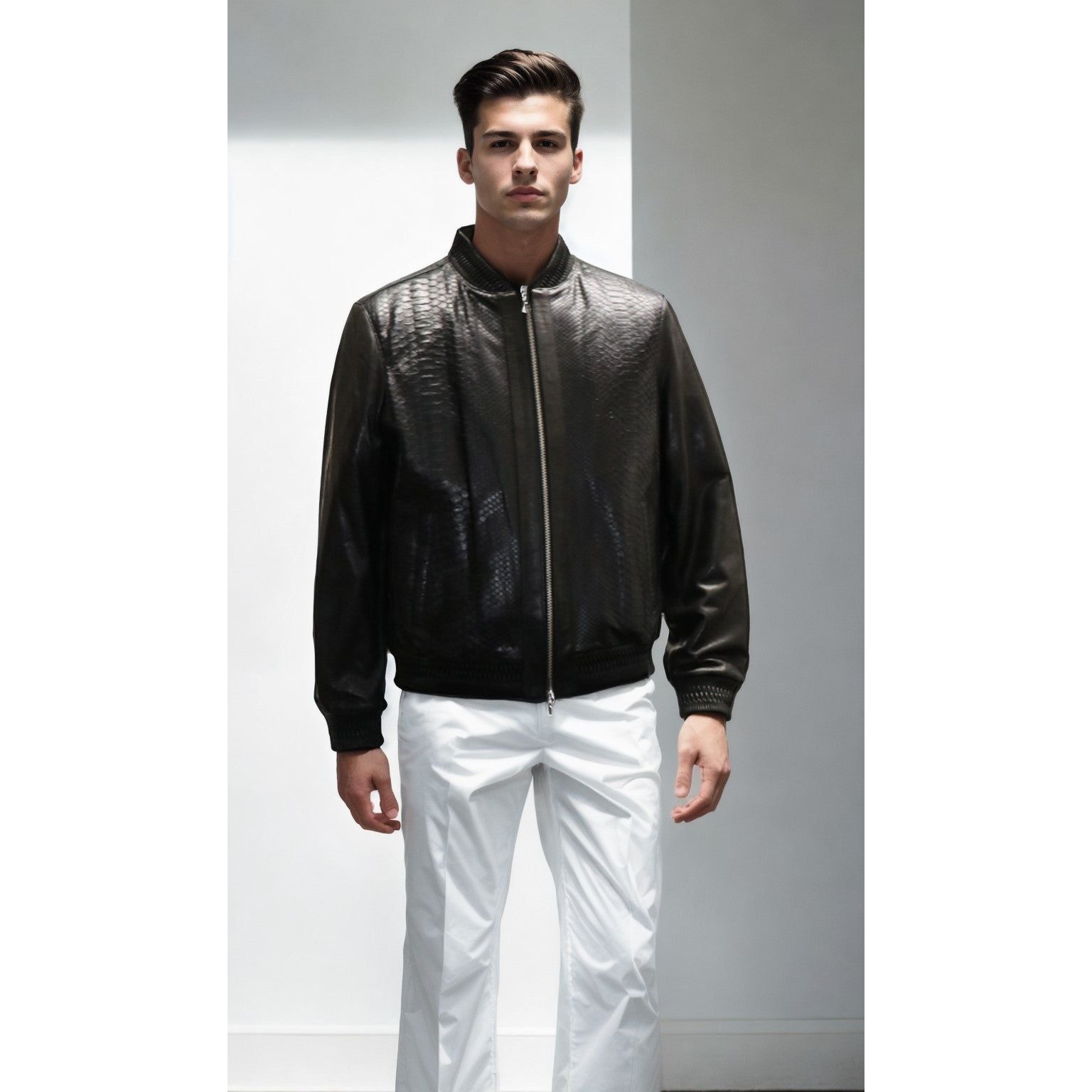 Barya New York Men's Python Leather Jacket - Zooloo Leather