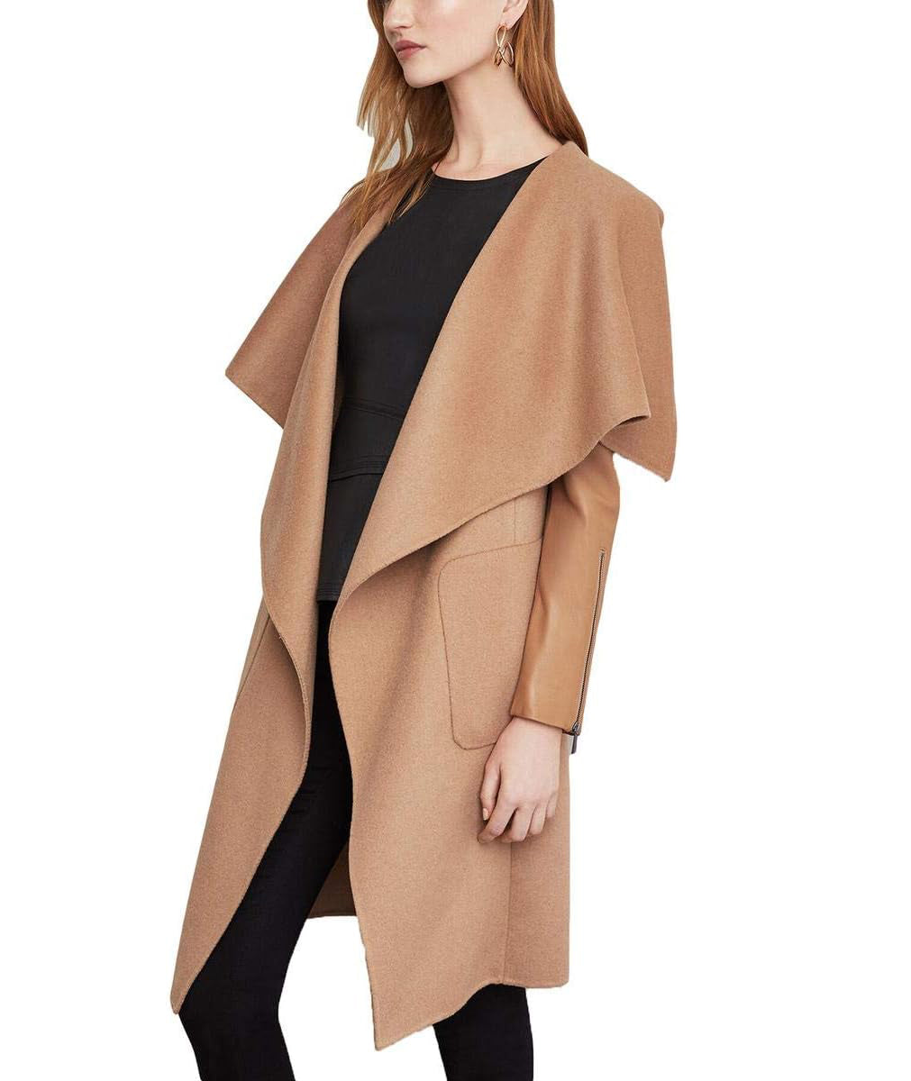 BCBGMAXAZRIA Women's Draped Front Wool Coat