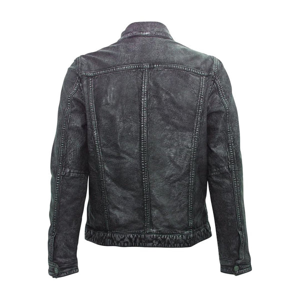 Grey distressed leather jacket