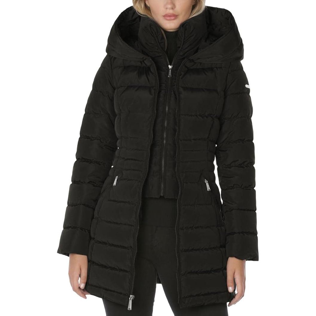 Laundry by Shelli Segal Women's Puffer Coat– Mid-length Fit & Flare Jacket
