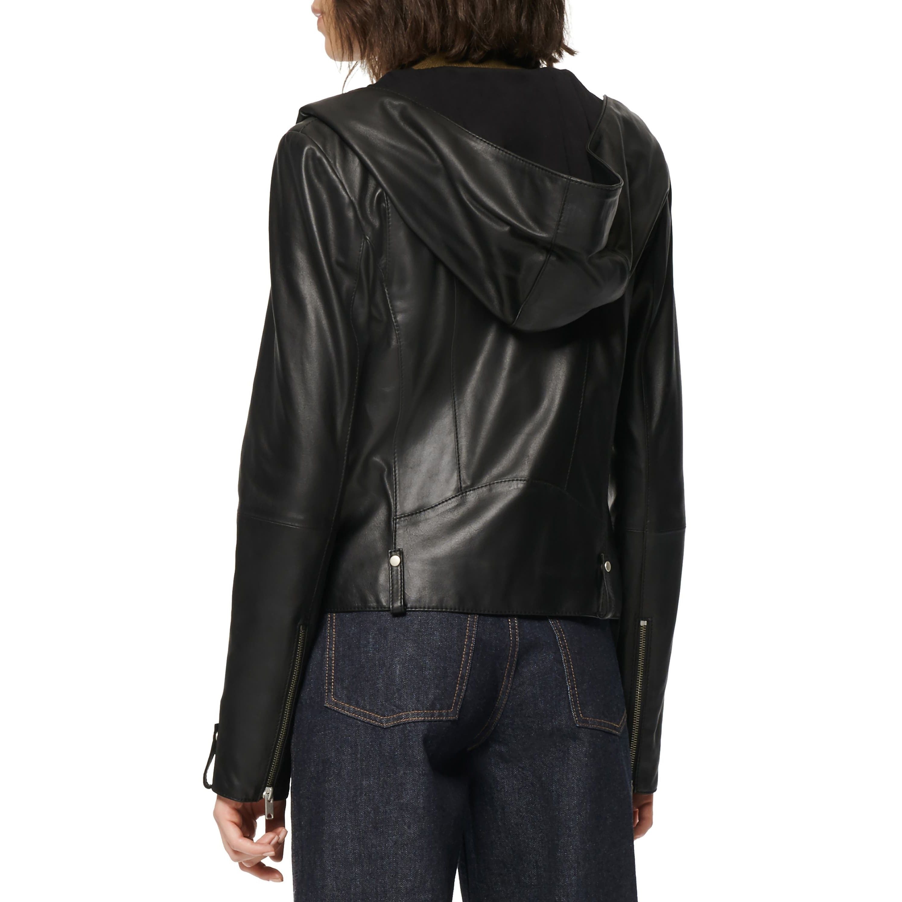 Marc New York Women's Lunar Genuine Leather Jacket with Hood