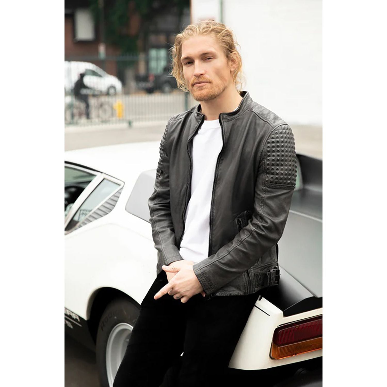 Mauritius Men's Mahon Fashion Moto Leather Jacket-Real Leather Jacket Anthracite