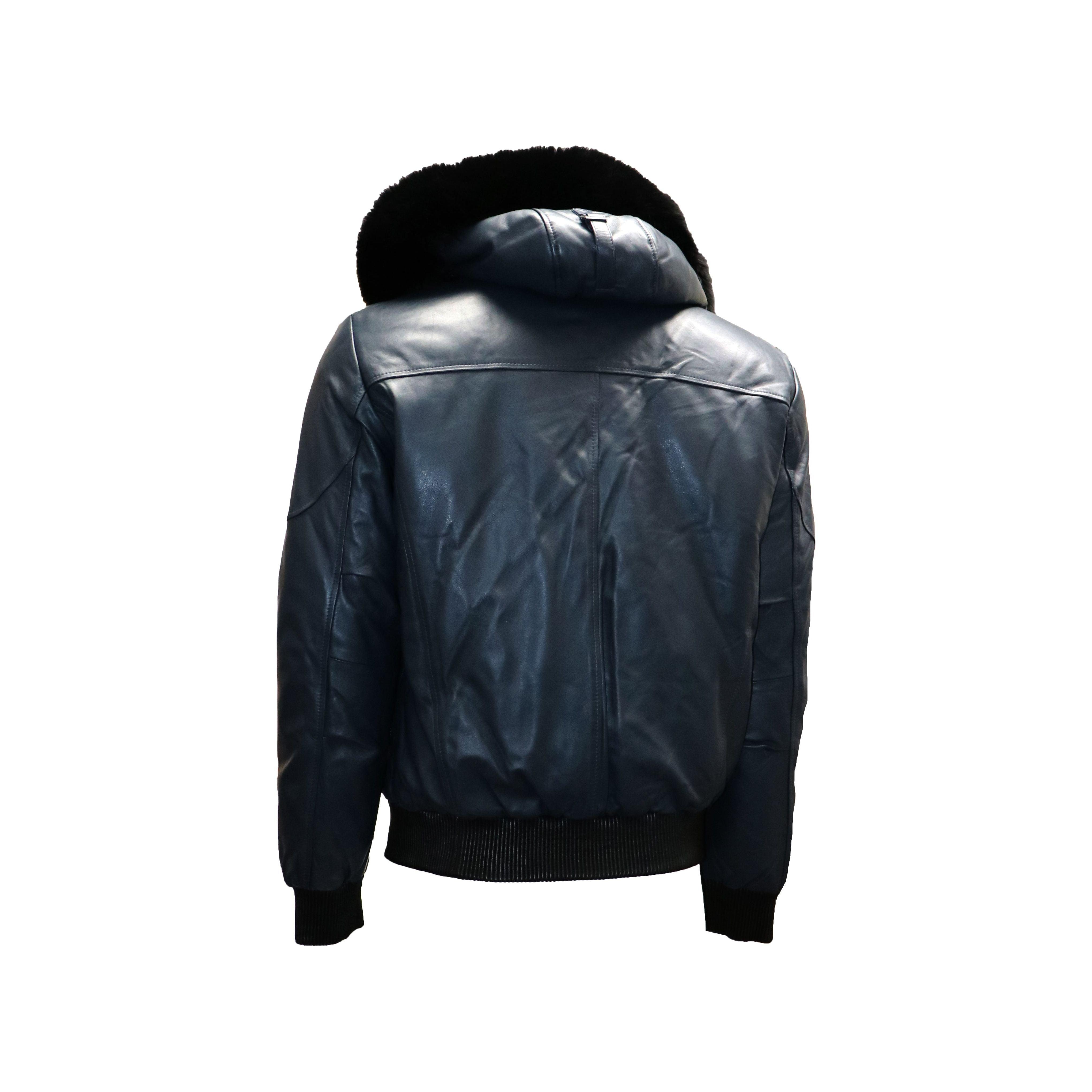 Original Goose Country Men's Down Bomber Leather Jacket with Fox fur - Zooloo Leather