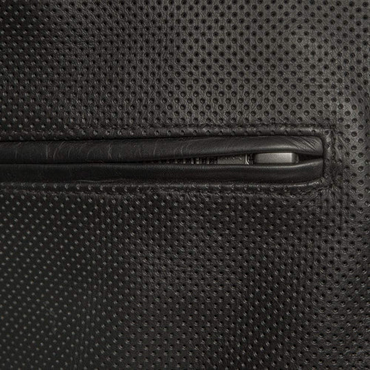 First Mfg Men's Motorcycle Perforated Leather Jacket