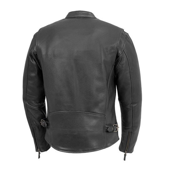 First Mfg Men's Motorcycle Perforated Leather Jacket
