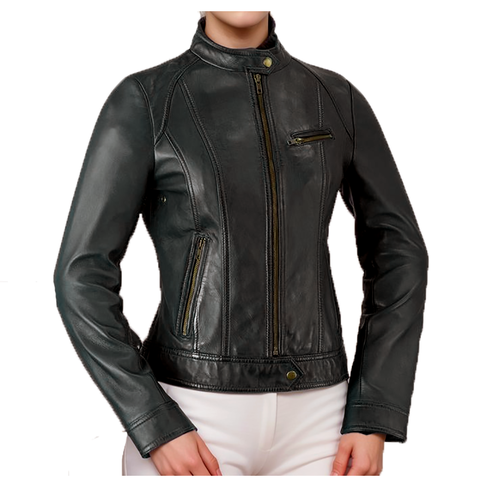 Whet Blu Women's Classic Scooter Style Leather Jacket