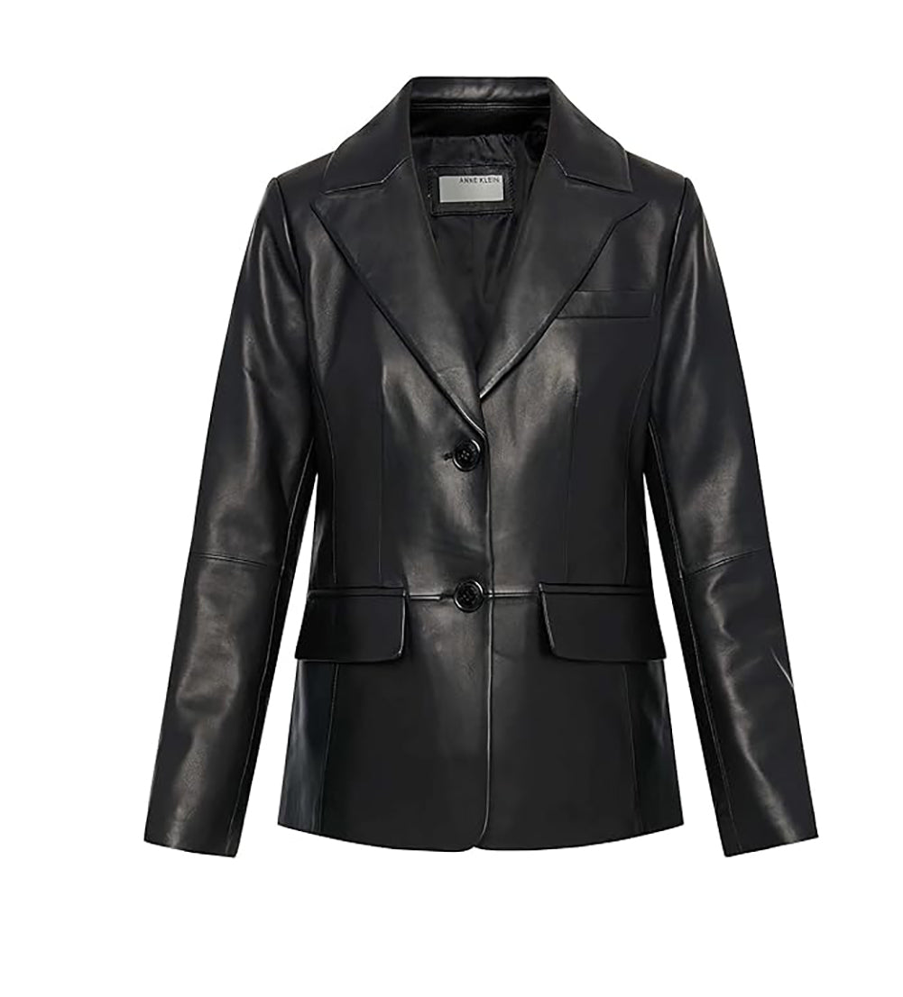 Anne Klein Women's Classic Leather Blazer Jacket