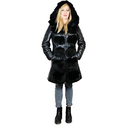 Zooloo Women's Leather Puffer Coat with Fox Trim - Zooloo Leather