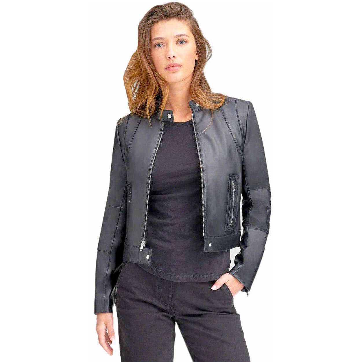 ANDREW MARC Women's Moto Leather Jacket - Zooloo Leather