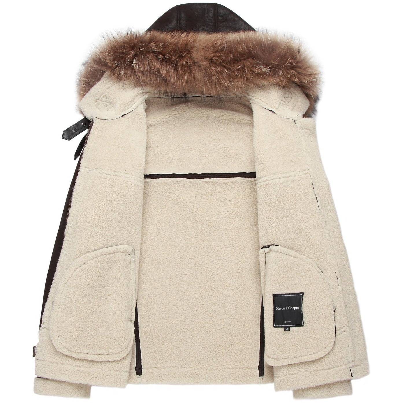 Mason & Cooper Men's B3 Faux Shearling Jacket with Zip Out hood - Zooloo Leather