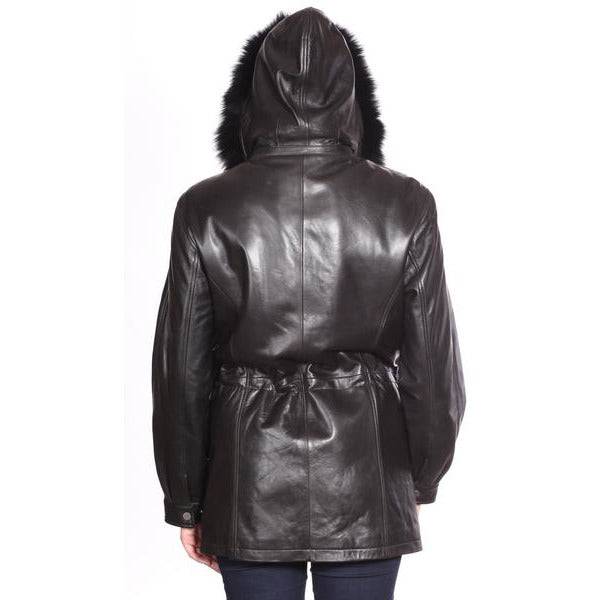 Mason & Cooper Women's Belle Lamb with Fox Fur Trim Parka Coat - Zooloo Leather