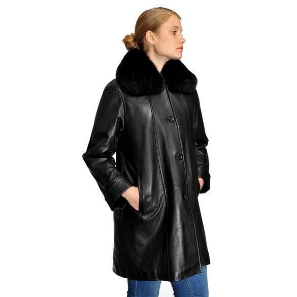 Mason & Cooper Lara Lamb with Fox Collar Coat - Zooloo Leather