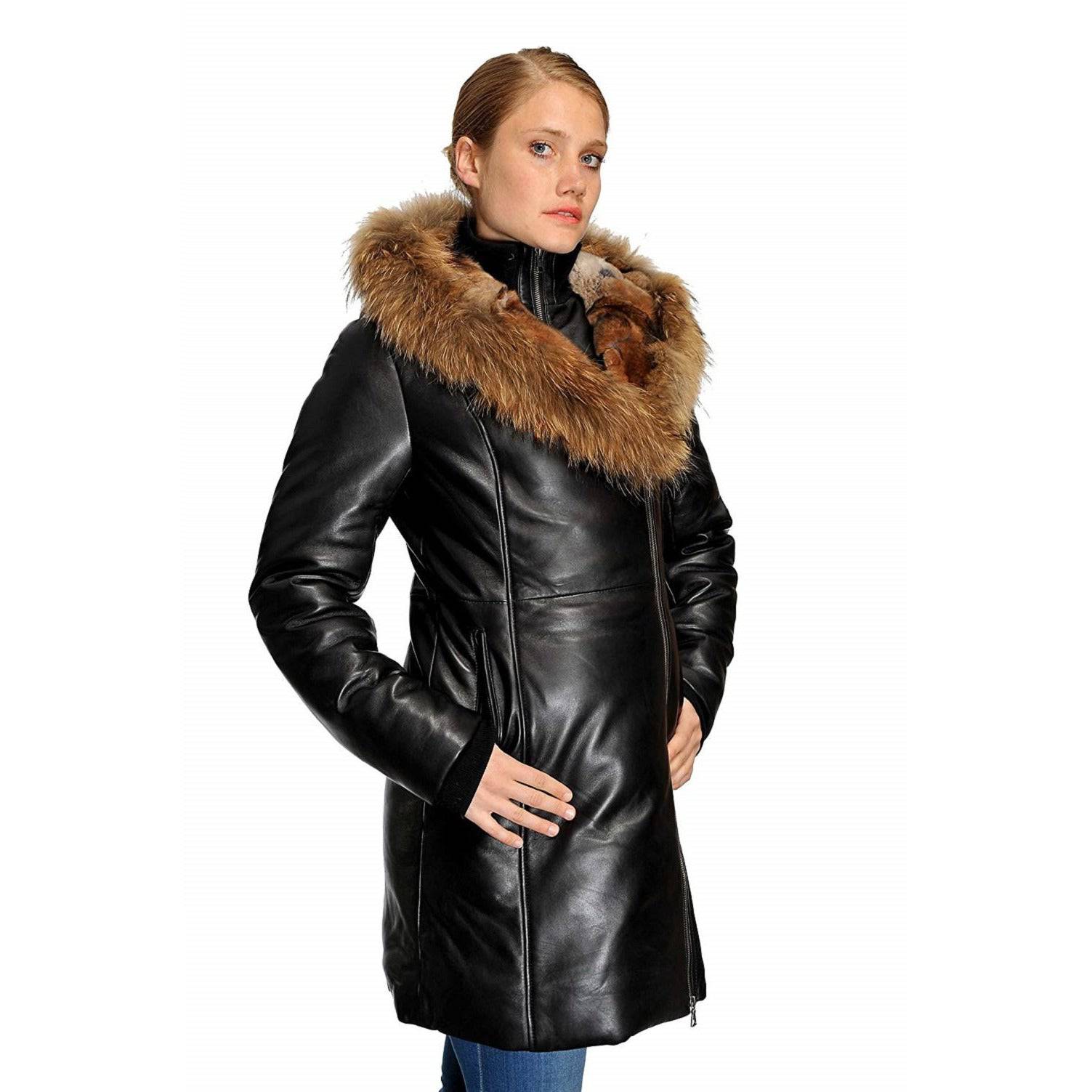 Original Goose Women's Down Parka Leather Coat - Zooloo Leather