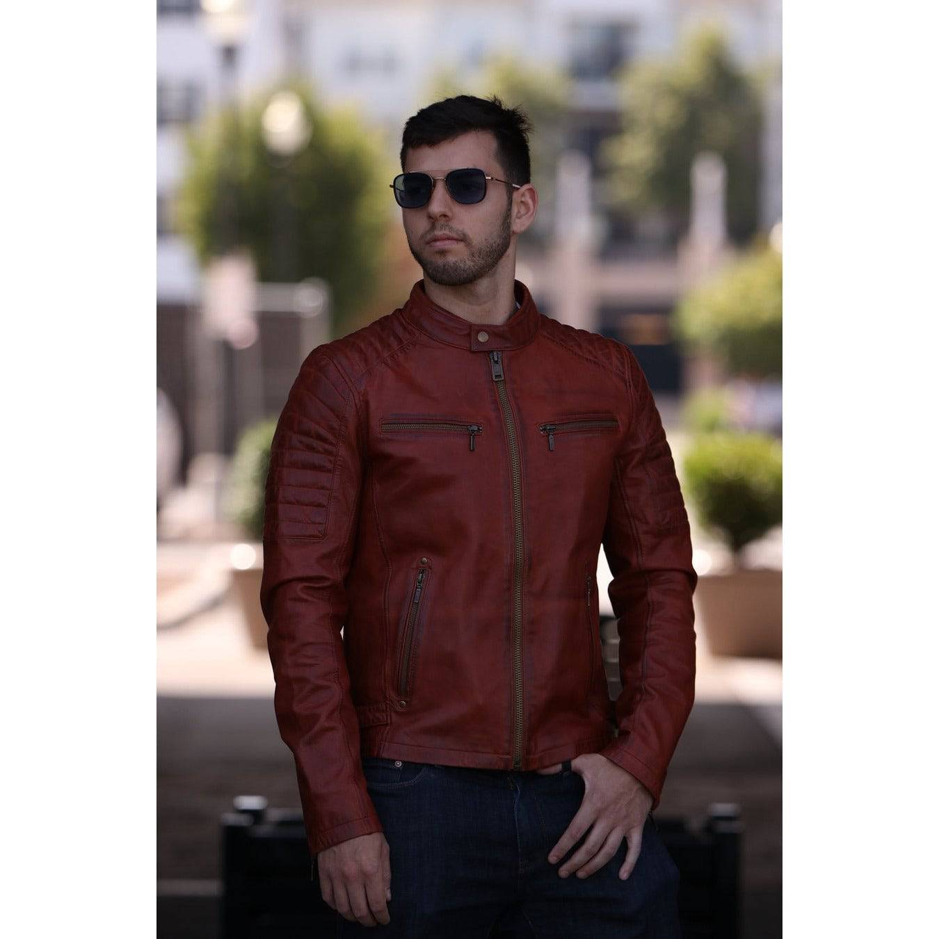 WHETBLU Men's Zack Moto Leather Jacket - Zooloo Leather