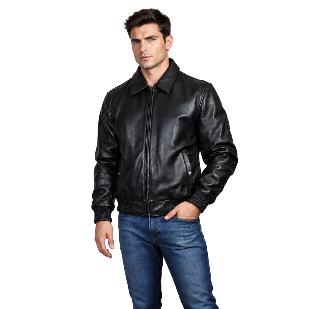 Whet Blu Men's Cowhide Leather Bomber Jacket - Zooloo Leather
