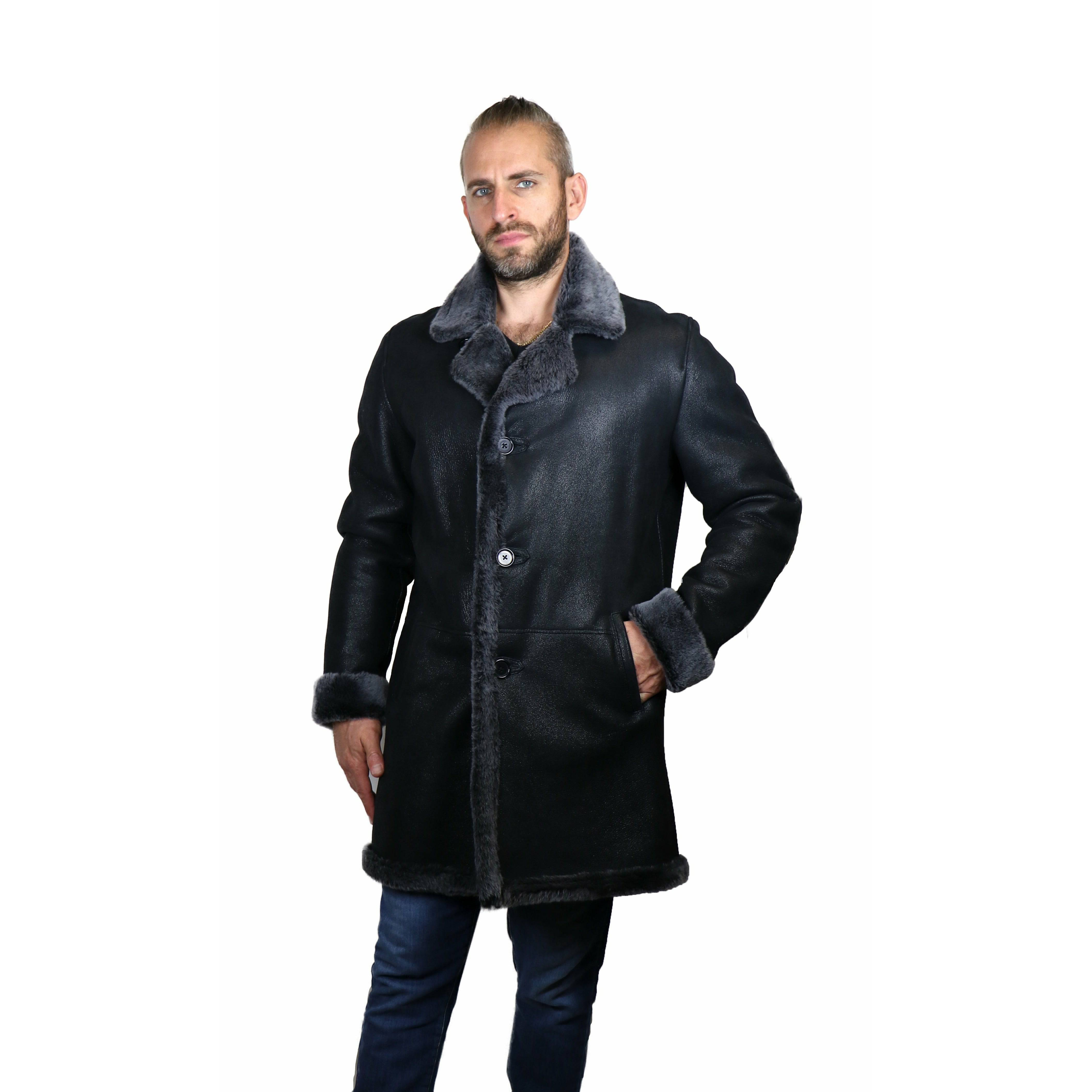 ZOOLOO Men's Sheepskin Shearling Car Coat - Zooloo Leather
