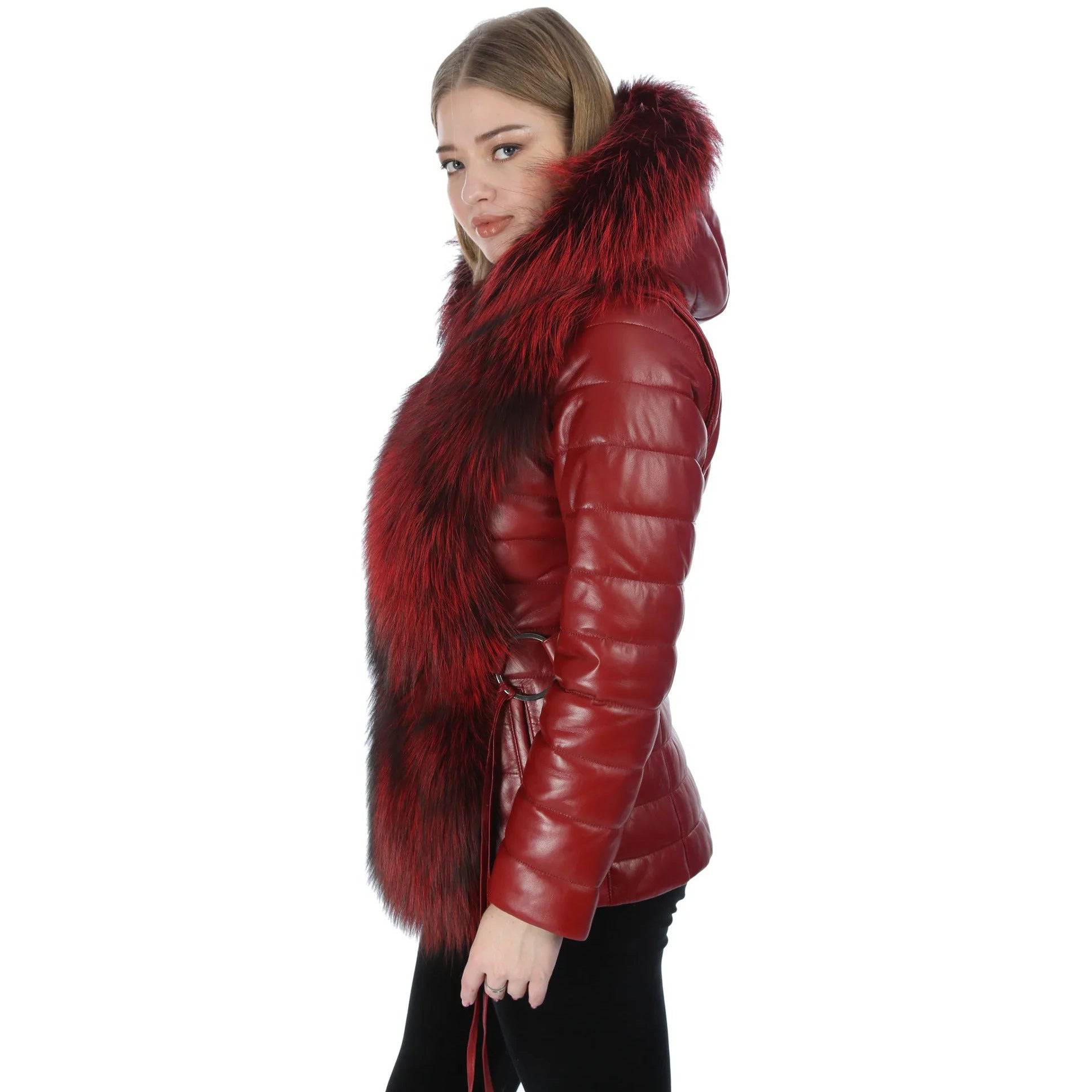BARYA NEW YORK Women's Leather Jacket with Fox Fur - Zooloo Leather