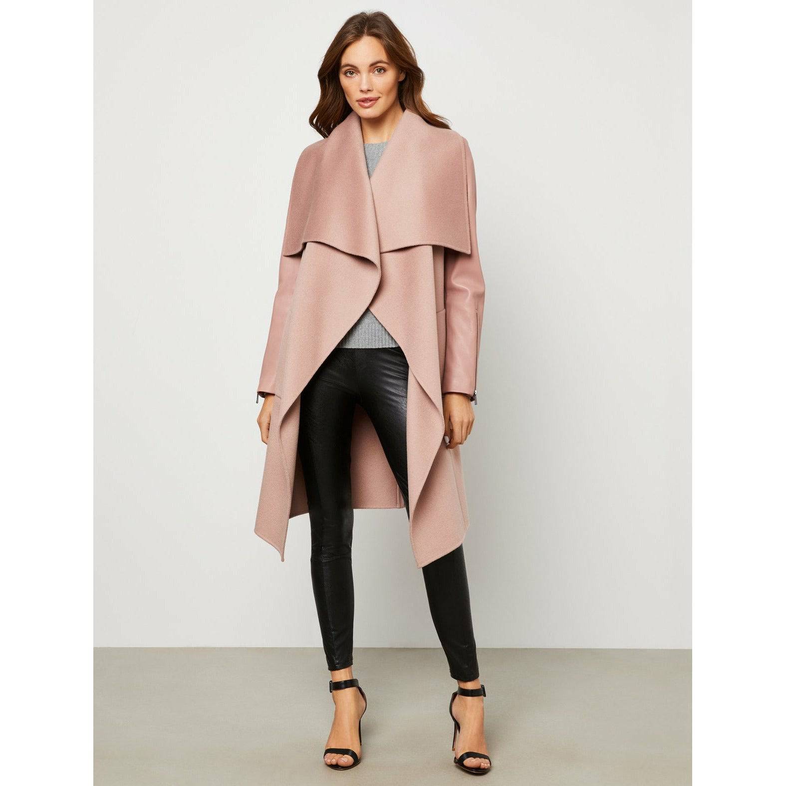 BCBGMAXAZRIA Women's Draped Front Wool Coat - Zooloo Leather