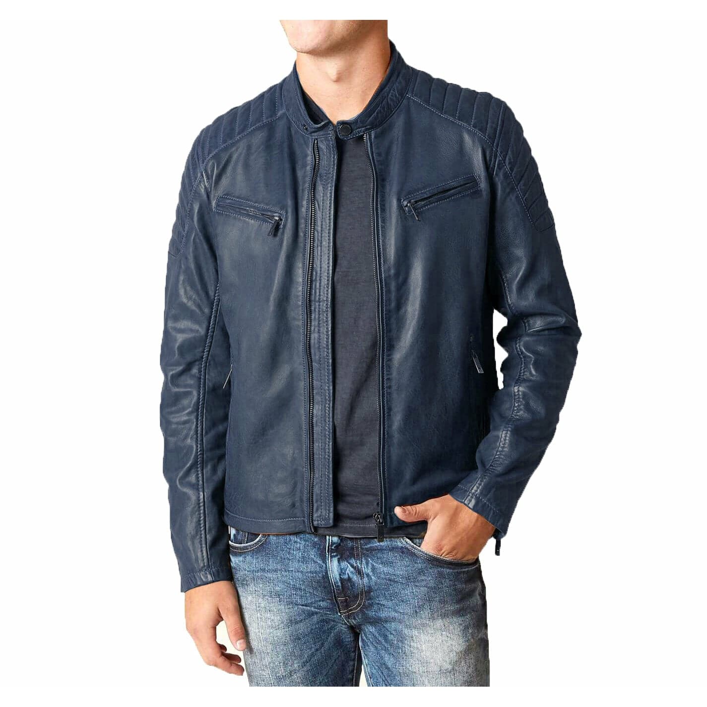 Mauritius Men's Moto Leather Jacket - Zooloo Leather